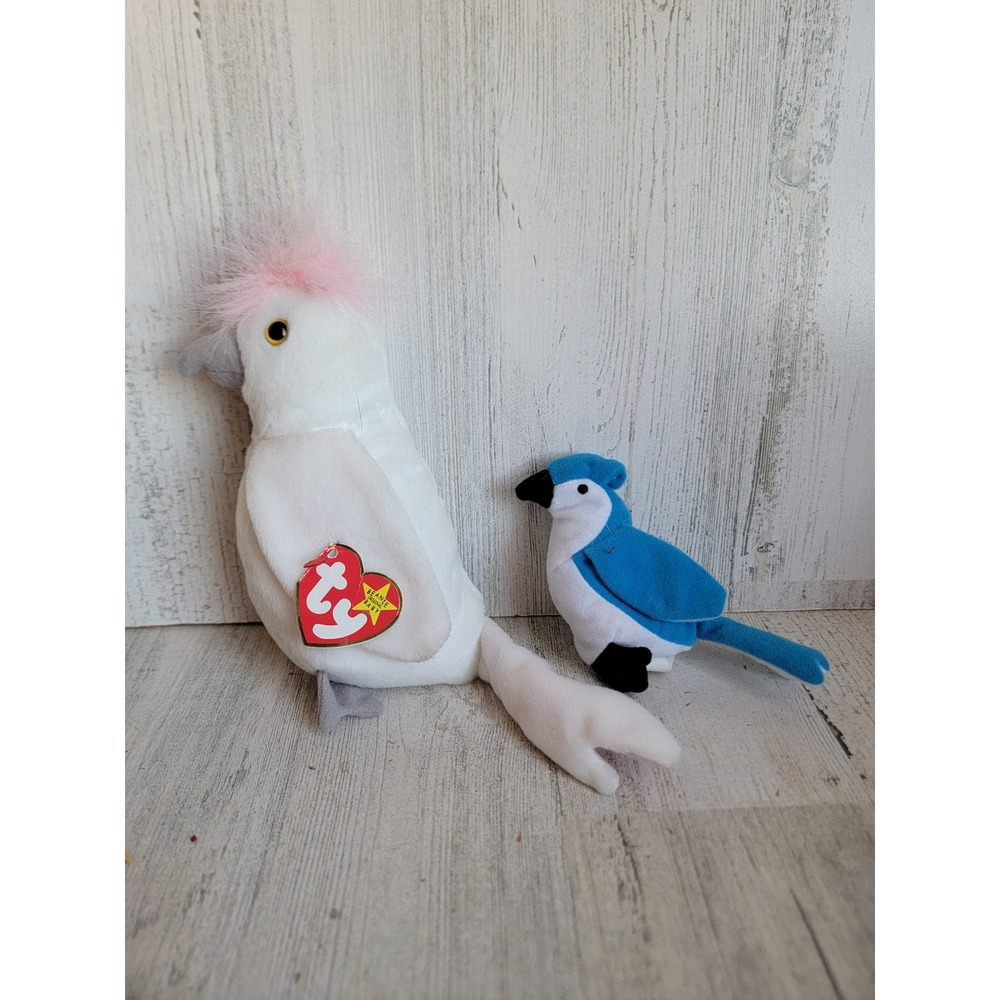 Ty beanie baby KuKu white bird blue‎ jay stuffed animal set plush collectible